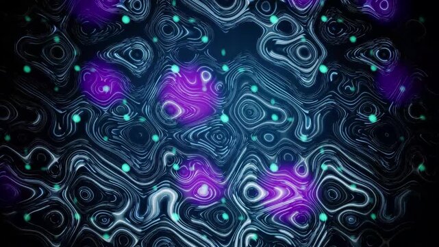Abstract glowing neon wavy lines motion digital tech background loop 4K