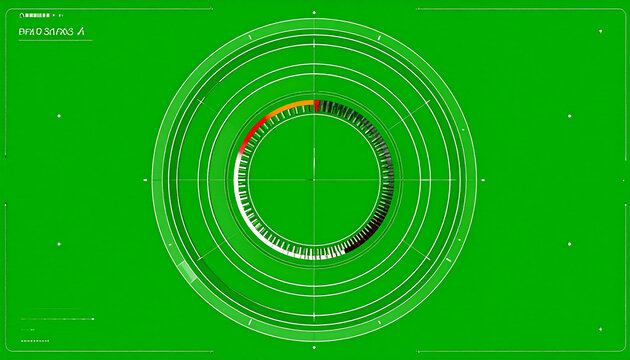 Futuristic Circular HUD Interface with Green Screen Background and Digital Data Display for Technology and Science Concepts