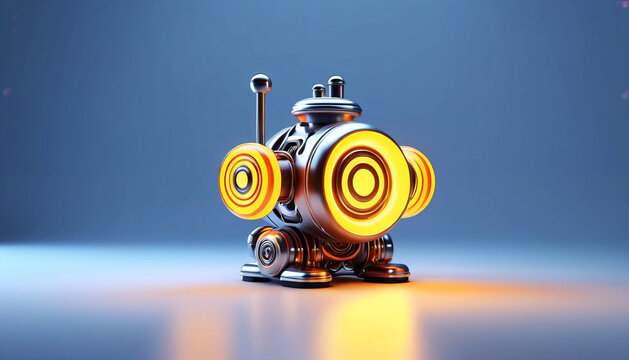 Small robot with twin glowing eyes