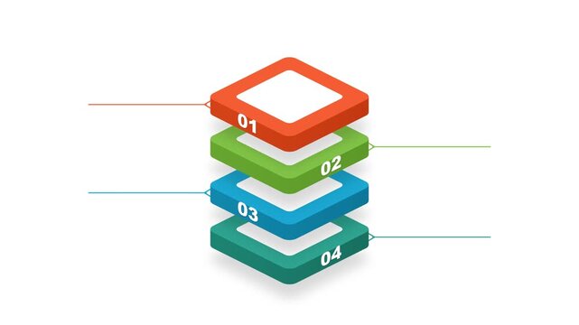 Four Level Stacked Square Infographic Elements for Business Presentation and Data Visualization Planning