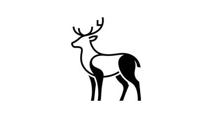 Fototapeta premium Minimalist Black And White Deer Vector Logo Design