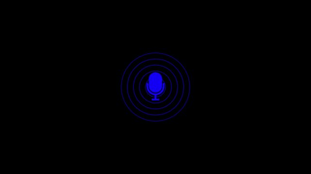 Abstract glowing blue circular pattern with gradient light rays on dark background isolated