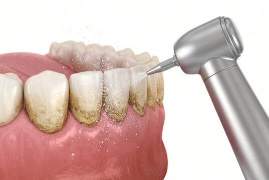Procedimiento de limpieza dental con instrumento profesional