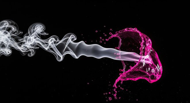 Smoke and Flames on Black Background.