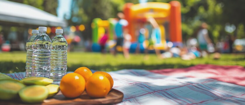 A vibrant picnic scene in a sunny park.