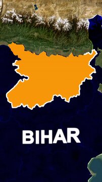 Bihar State Map Highlighted on Satellite Background