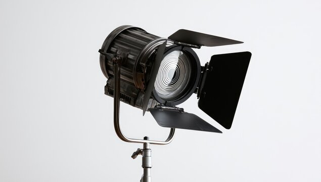 Professional Studio Spotlight with Adjustable Barn Doors on a Stand.