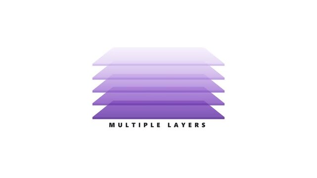Multiple translucent purple layers stack infographic icon design illustration isolated on white background