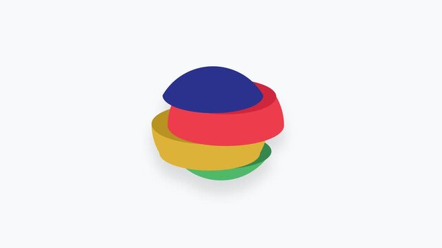 Modern 3D Abstract Composition of Colorful Rounded Geometric Forms Stacked Vertically on a Light Background