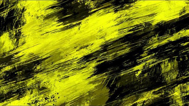 Industrial Toxic Yellow And Black Abstract Grunge Background With Random Brush Strokes For Edgy And Dangerous Video Themes