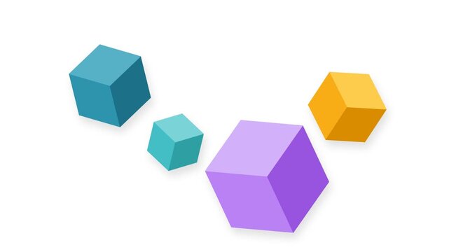 Abstract colorful 3D floating cubes on white background block concept illustration
