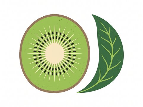 Fresh Kiwi Fruit with Botanical Leaves Vector Illustration