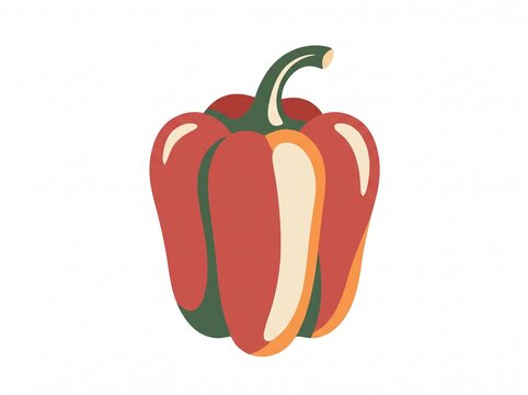 Fresh Bell Pepper with Botanical Leaf Vector Illustration