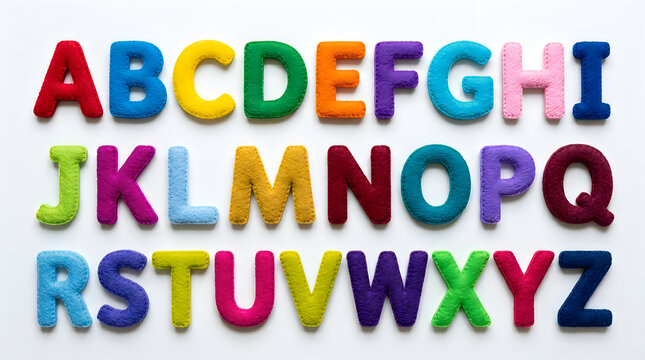 Colorful alphabet letters in block font style vector set illustration