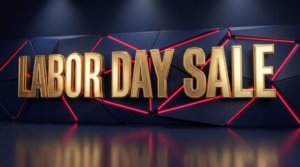 Naklejka premium Labor day sale gold text modern background