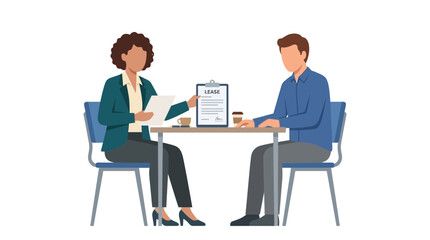 Fototapeta premium Business meeting: signing a lease agreement, discussion, contract, office setting