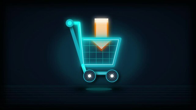 Neon Shopping Cart Add To Cart Animation, E-Commerce UI Concep