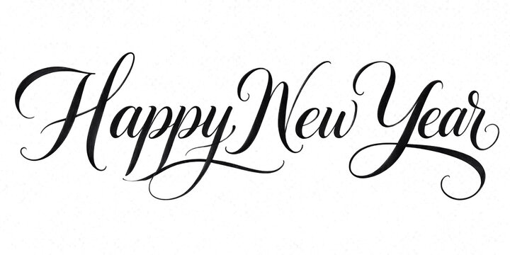 Elegant cursive happy new year greeting text with artistic calligraphy style writing