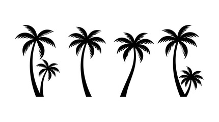 Fototapeta premium Palm Trees Silhouette Set, Tropical Foliage Graphic, Vector Illustration Design Featuring Icons, Nature