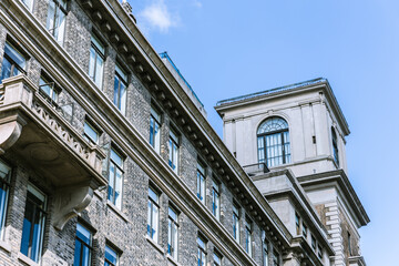 Historic Stone Buildings with Classical Architecture and Blue Windows © KimThi
