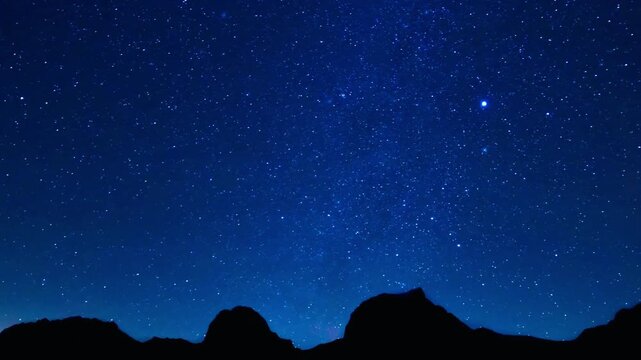 Starry Night Sky with Milky Way and Stars, Time Lapse Background
