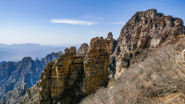 Winter Cliffs at Baishi Mountain Scenic Area, Baoding, Hebei, China