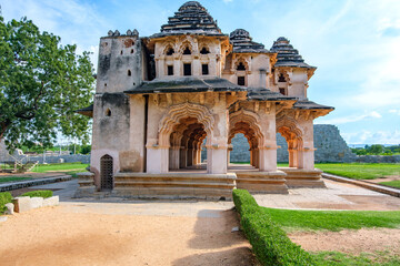 Fototapeta premium The Lotus Mahal at the zenana enclosure at Hampi India. The buildings in this complex are mostly in Indo-Islamic style of the Vijaynagar empire.