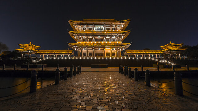 Liuye Lou Pagoda Night View, Changde Hunan China