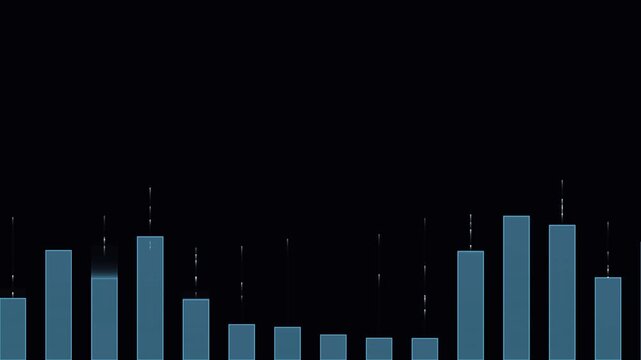 Modern statistical data visualization with blue bar chart and errorbars on a dark background showing scientific results analysis