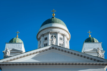 Helsinki Cathedral with Green Domes and Golden Crosses, Finland © DangThi