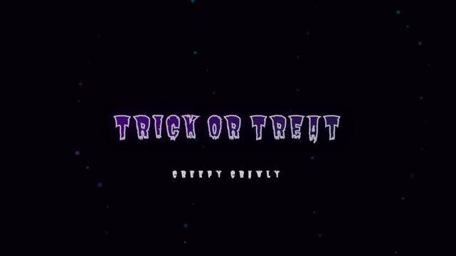 Trick or Treat Spooky Halloween Text with Purple Particles