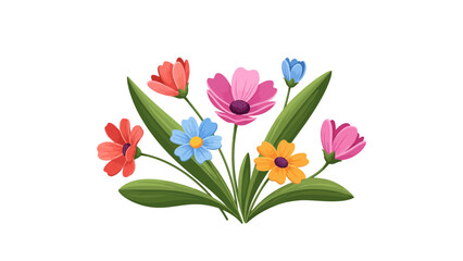 Obraz premium Colorful Wildflower Bouquet Illustration Isolated on White