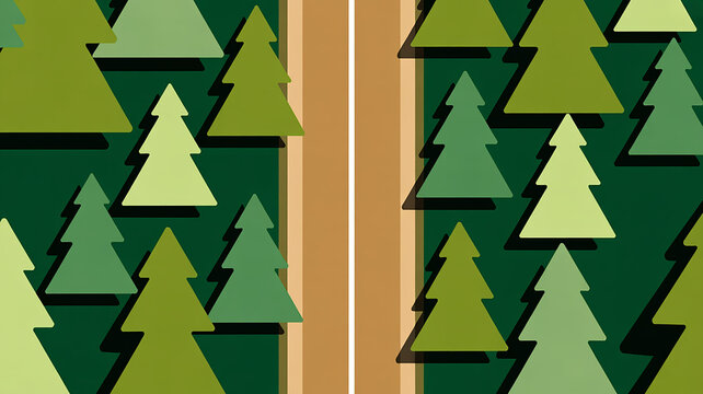 Evergreen Tree Pattern With Gradient Shades And Dark Background