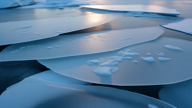 Frozen ice floes on a body of water a scenic winter photograph