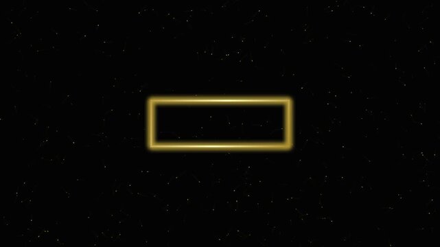 Gold glowing rectangular frame border on dark starry night background