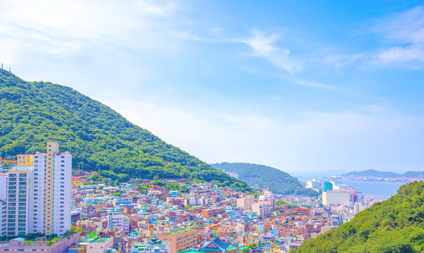 panoramic, tourist attractions in the city park of Busan City, 
The most beautiful Viewpoint Gamcheon Culture Village Busan(pusan), South Korea