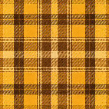 Warm Yellow and Brown Plaid Seamless Pattern for Cozy Autumn Textile