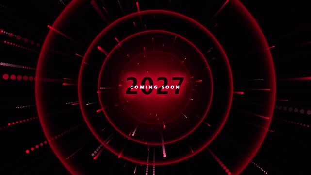 2027 coming soon red tunnel light motion background animation