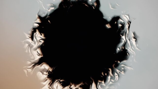 Black ink blot expanding on light background macro transition b-roll 4K