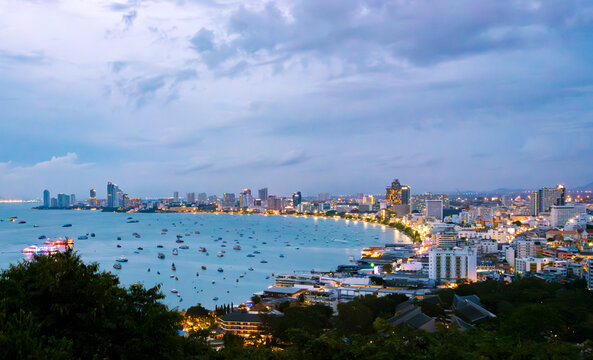  Viewpoint Pattaya Beach in Pattaya city Chonburi,Thailand, Transport Bus stop for tourists