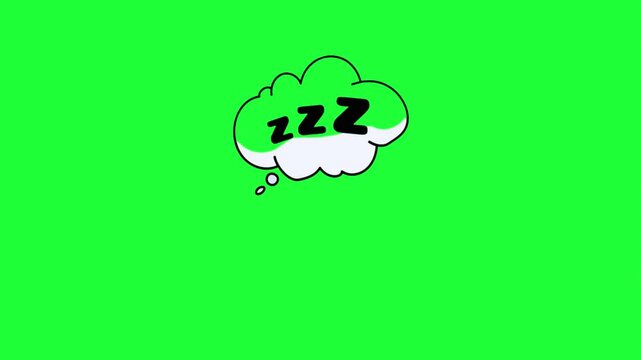 Cartoon zzz sleep bubble animation green screen
