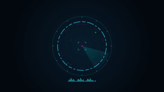 Sci-Fi Holographic HUD Targeting Reticle with 360 Degree Radar Sweep and Telemetry Gauges 4K