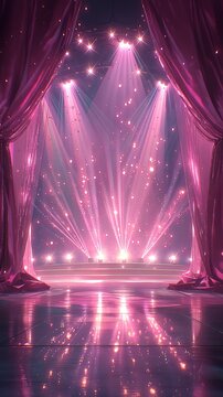 Pink Valentine Holiday Stage Illustration With Sparkling Lights