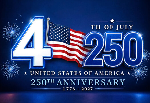 Celebrate the united states of america 250th anniversary with july fourth fireworks and flag design