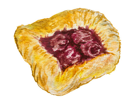 Cherry Danish Watercolor Illustration