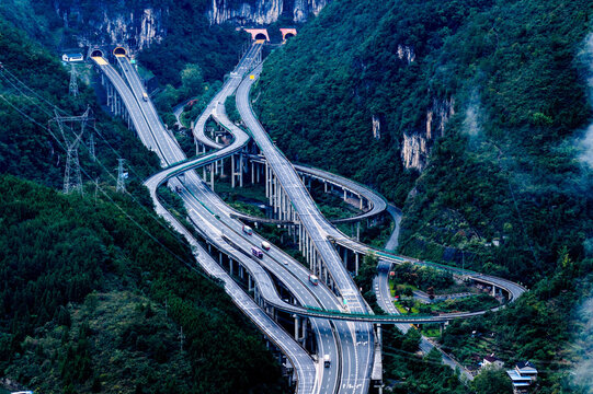 Xinping Mountain Overpass Network - Aerial Highway Infrastructure