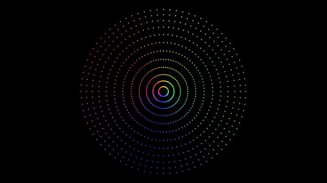 Abstract Circular Rainbow Spectrum Waves Pulsating in Dark Background with Subtle Motion