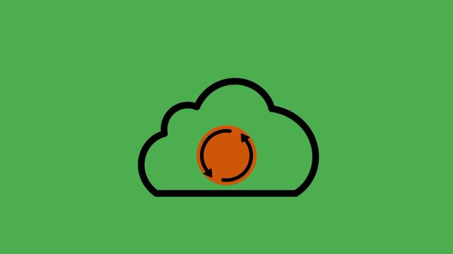 Automated backup icon featuring a cloud symbol and circular arrow, representing secure data storage, synchronization, recovery, and digital protection.