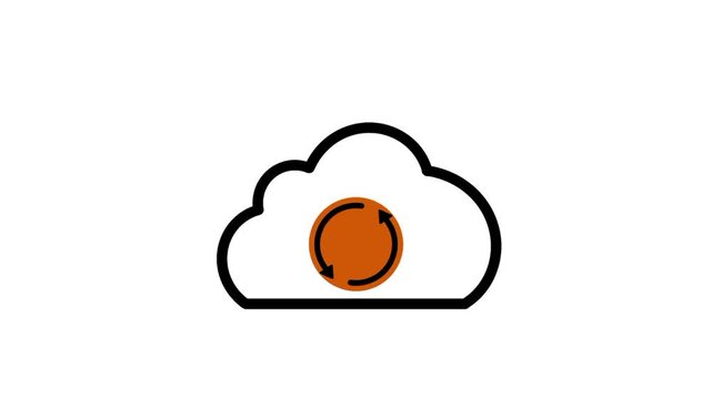 Automated backup icon featuring a cloud symbol and circular arrow, representing secure data storage, synchronization, recovery, and digital protection.