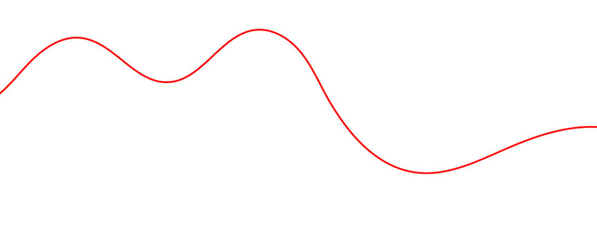 Minimalist red wave line on white background, abstract flowing curve graphic, simple elegant line art for modern design
